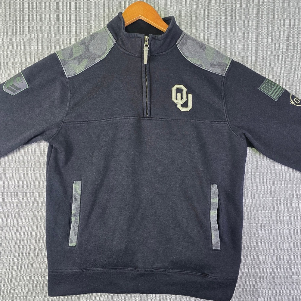 Oklahoma Sooners x Colosseum OHT Quarter Zip Pullover Mens M Camo Black Tactical - Picture 4 of 14